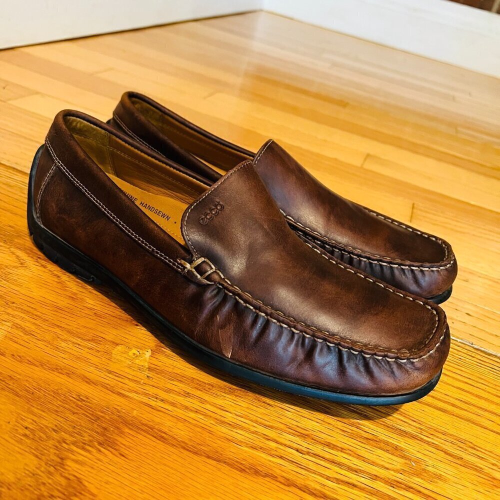 Men's ECCO Brown Leather Loafers Size 42 US 8.5 - Picture 11 of 16